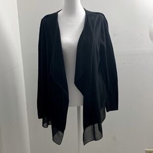 NY&Co | Elegant Black Cardigan With Sheer Trim